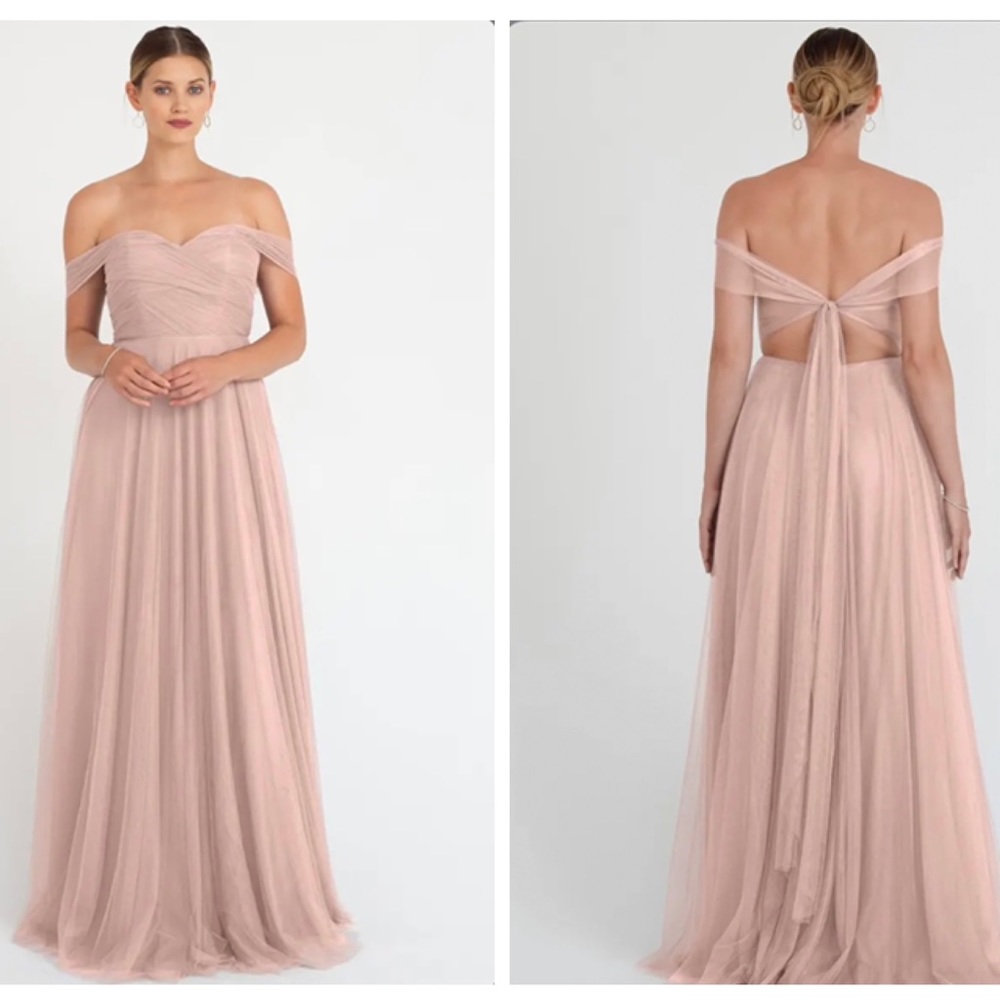 Jenny Yoo Collection Julia Convertible Tulle Dress Peach Bridesmaid Sz 10